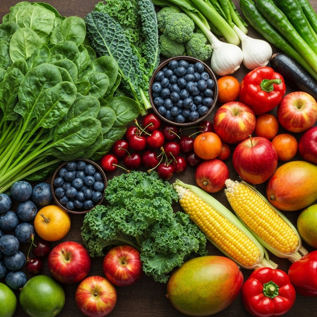 Variedad de frutas y verduras